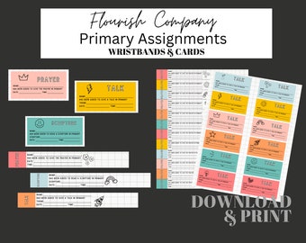 Primary Sharing Time Bundle, Talk Assignment Wristbands, Badges, Cards, Chair Signs, Printable Bundle for Latter-day Saint Primary, Prayer