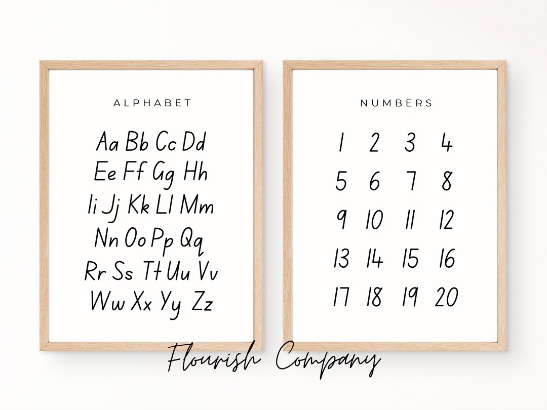 Alphabet and Numbers Poster, Numbers Print , Educational Posters, Kids ...