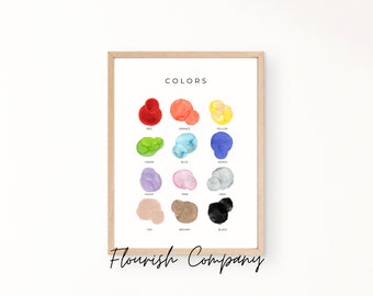 Colors Poster, Playroom Decor, Educational Posters, Kids Learning Printable, Montessori, Classroom Decor, Homeschool Print, Learn Colors