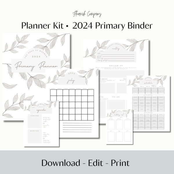 LDS 2024 Primary Planner, Fully Editable Primary Planner, Printable Primary System, Primary Presidency Planner, Latter Day Saint Primary