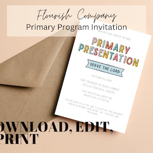 Presentación de la Primaria SUD, Programa de la Primaria editable, Invitación a la Primaria imprimible, Plantilla de presentación de la Primaria, Primaria de los Santos de los Últimos Días