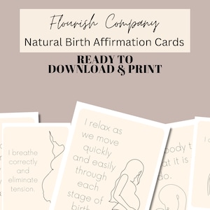 Cartes d'affirmation de naissance | Cartes d'affirmation téléchargeables | Cartes d'affirmation imprimables | Ensemble de 22 cartes d'affirmation | Cartes de naissance naturelles