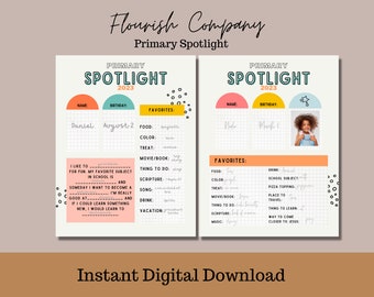 LDS Primary Spotlight Sheet, Printable Primary Kit, Latter Day Saint Primary, Printable Posters, Primary Bulletin Ideas, Children Spotlight