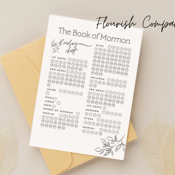 The Book of Mormon Reading Chart, Latter Day Saint, LDS Reading Chart, Scripture Study Helps, Church of Jesus Christ, Book of Mormon
