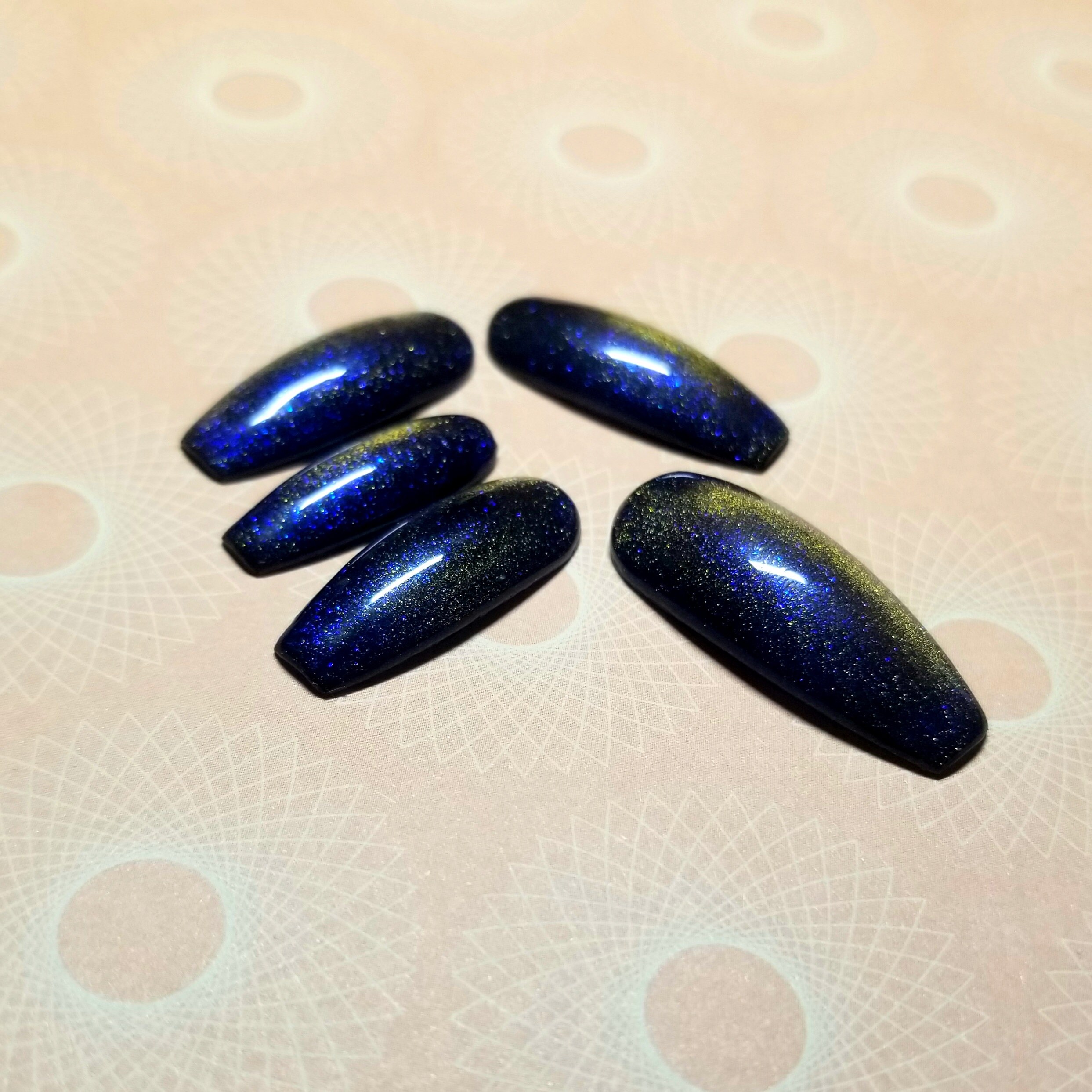Blue Cat Eye 9D Press on Nails Luxury Gel X Tips Deep Etsy