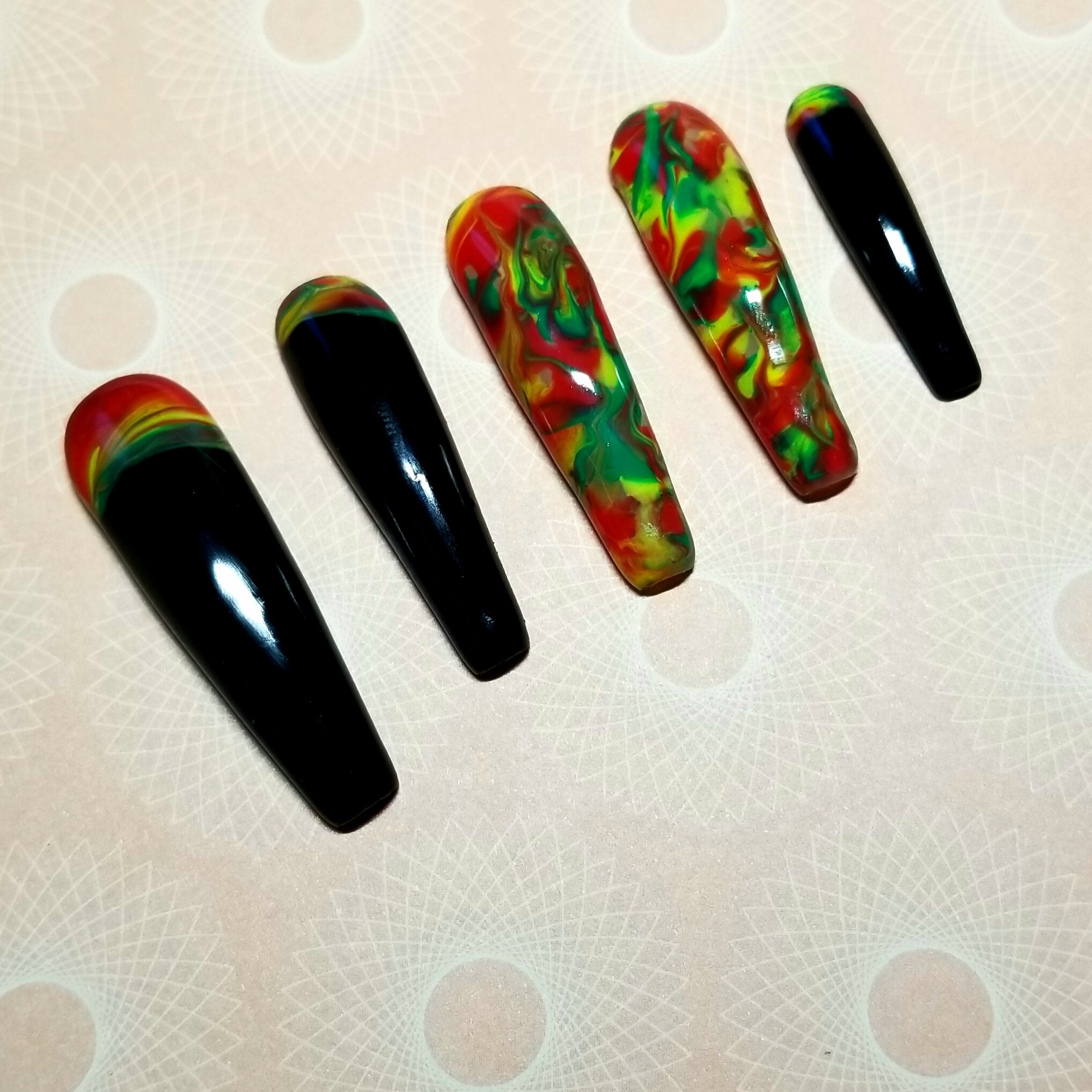 Fancy Rasta Nails Rasta Acrylic Nails