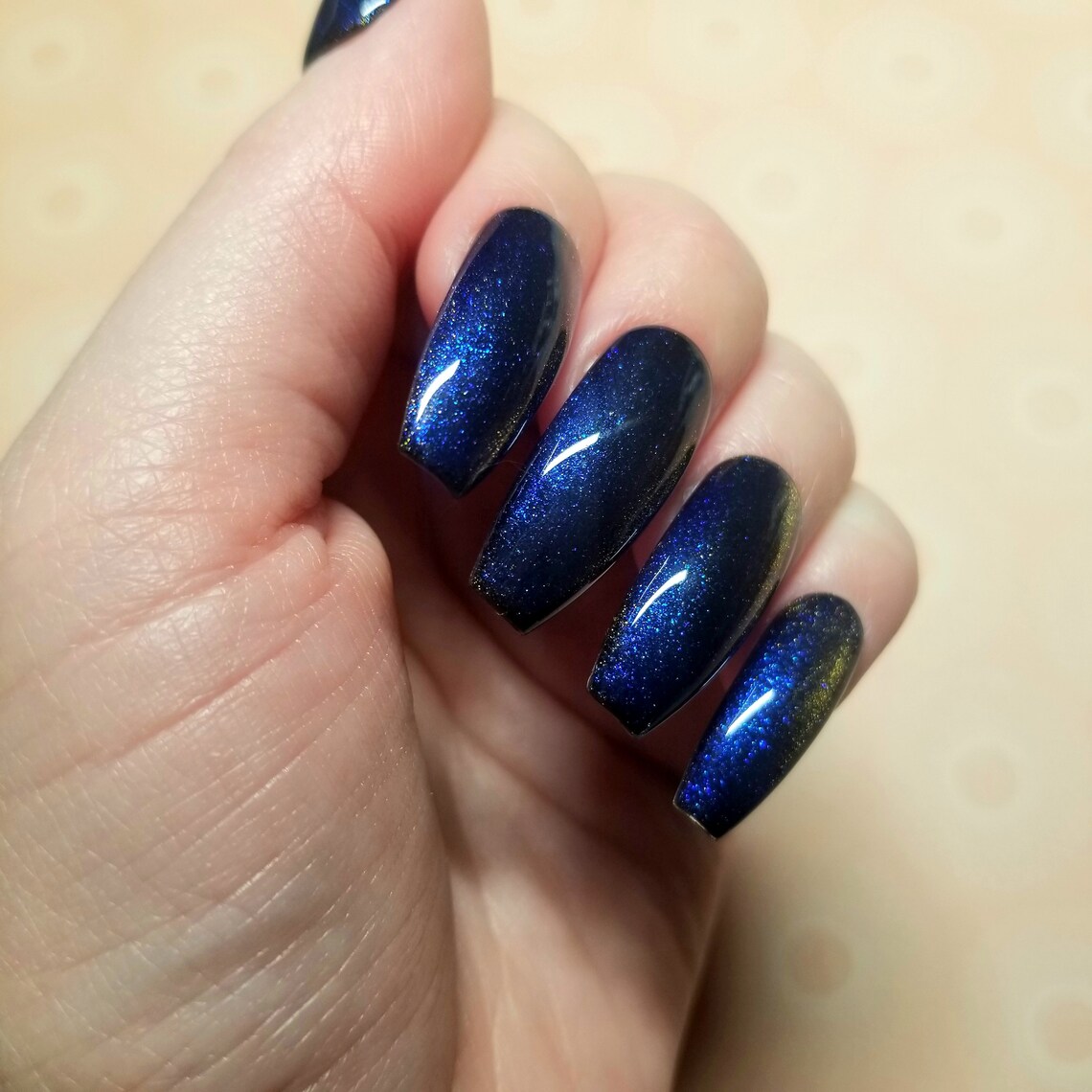Blue Cat Eye 9D Press on Nails Luxury Gel X Tips Deep Etsy