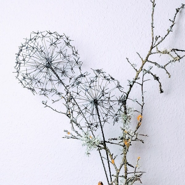 Allium aus Draht/Dekorationsobjekt/Drahtkunst/langlebig/Boho-Wandkunst/Drahtobjekt/Drahtblume/wire flower/Lineart/nachhaltig