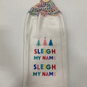 Christmas Towel, Christmas Hanging Towel, Hanging Button Towel, Hanging Crochet Dish Towel, Hanging Crochet Towel, Crochet Towel Topper,