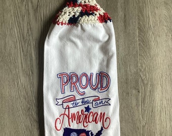 4th of July Hanging Towel, America Hanging Button Towel, 4th of July Popsicle Crochet Dish Towel, Hanging Crochet Towel, American Flag Towel