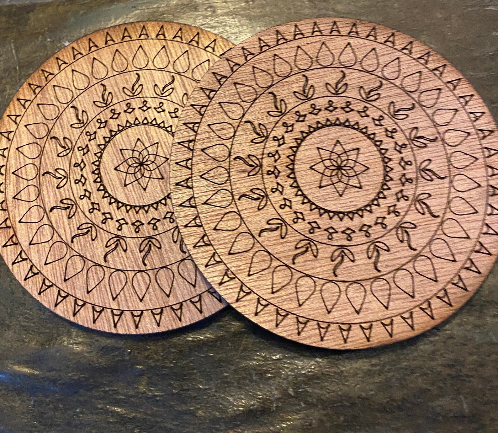 Set of 4 or 6 Wooden Mandala Coasters Mandala Art for Side Etsy