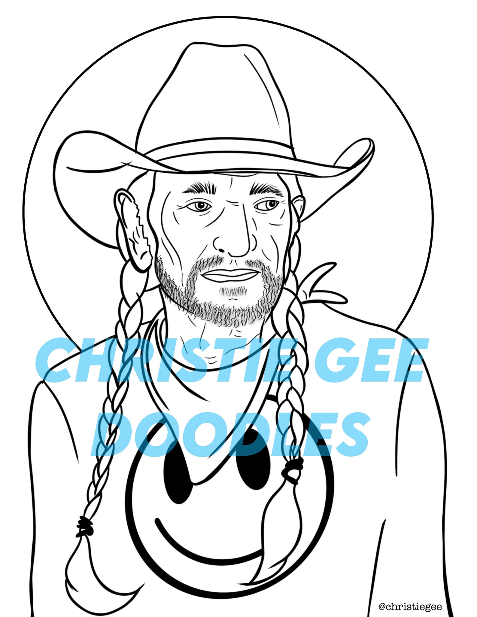 Willie Nelson Coloring Page | Etsy
