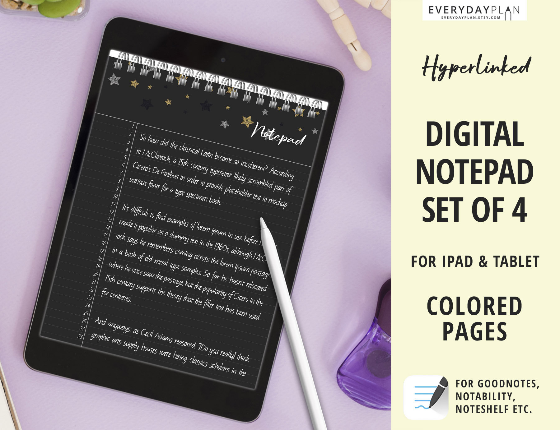 Digital Notepads set for ipad goodnotes notability digital Etsy