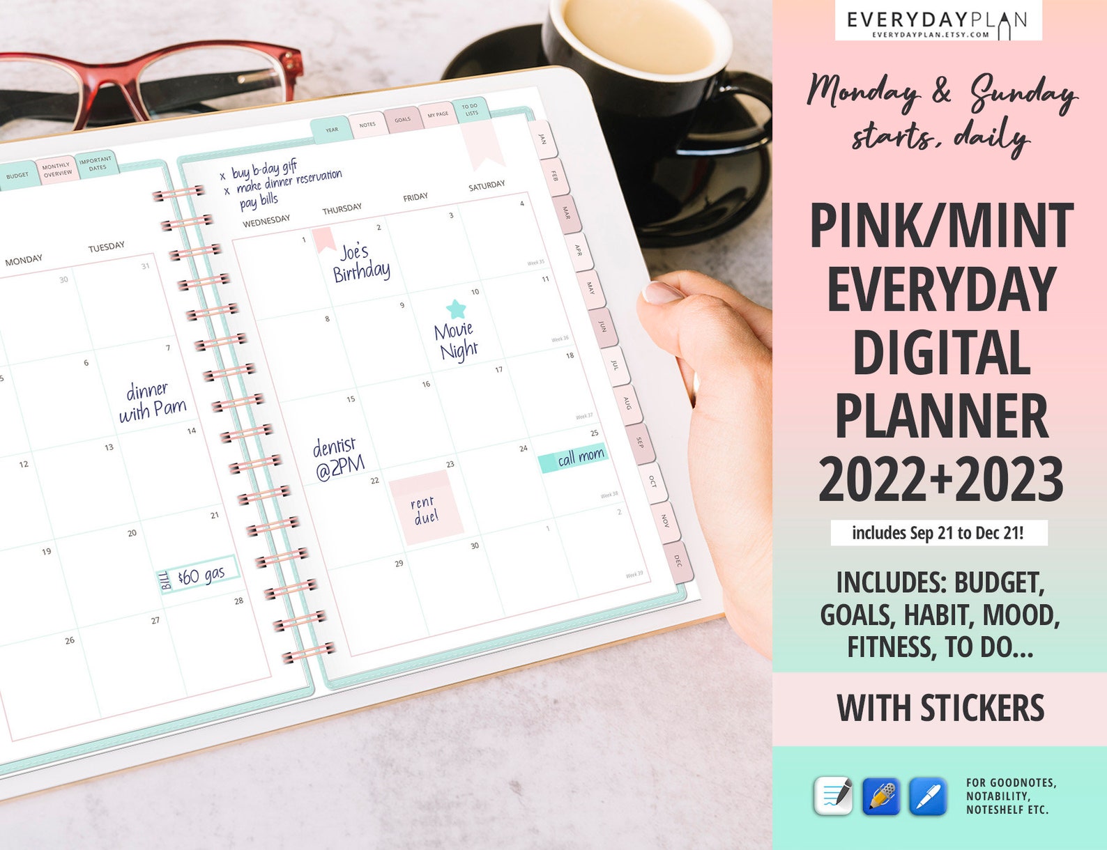 Digital Planner 2021 2023 Goodnotes Notability Ipad Etsy