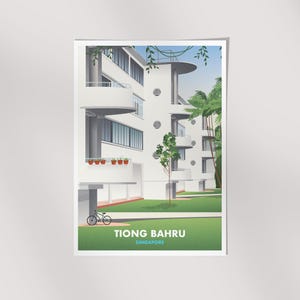 Tiong Bahru, Singapore, Illustration, Wall Art, Travel Print, Singapore Vintage Poster
