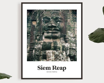 Siem Reap-tryck, Angkor Wat, Bayon-templet, reseposter, fotografisk konsttryck, väggkonst, resetryck, Kambodja-tryck, Kambodja-affisch