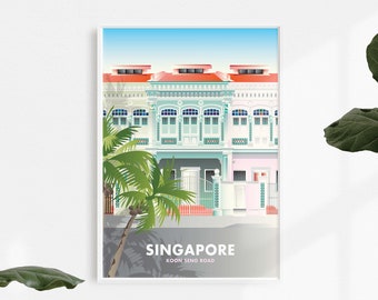 Singapore Print, Shophouses, Joo Chiat, Illustration, Photography Print, Wall Art, Travel Print, Singapore Poster