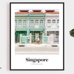 Impresión de Singapur, Shophouses, cartel de viaje de Asia, impresión de fotografía, arte de pared, impresión de viaje, cartel de Singapur