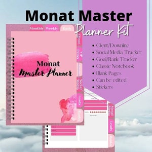 Monat Printable Business Planner, Network Marketing Planner, Market Partner Business Planner, Planner, Day Planner, Business Planner
