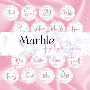 Couvertures de surbrillance Instagram rose et marbre, icônes de surbrillance, icônes de médias sociaux, couverture de surbrillance Instagram, marque Instagram, icônes