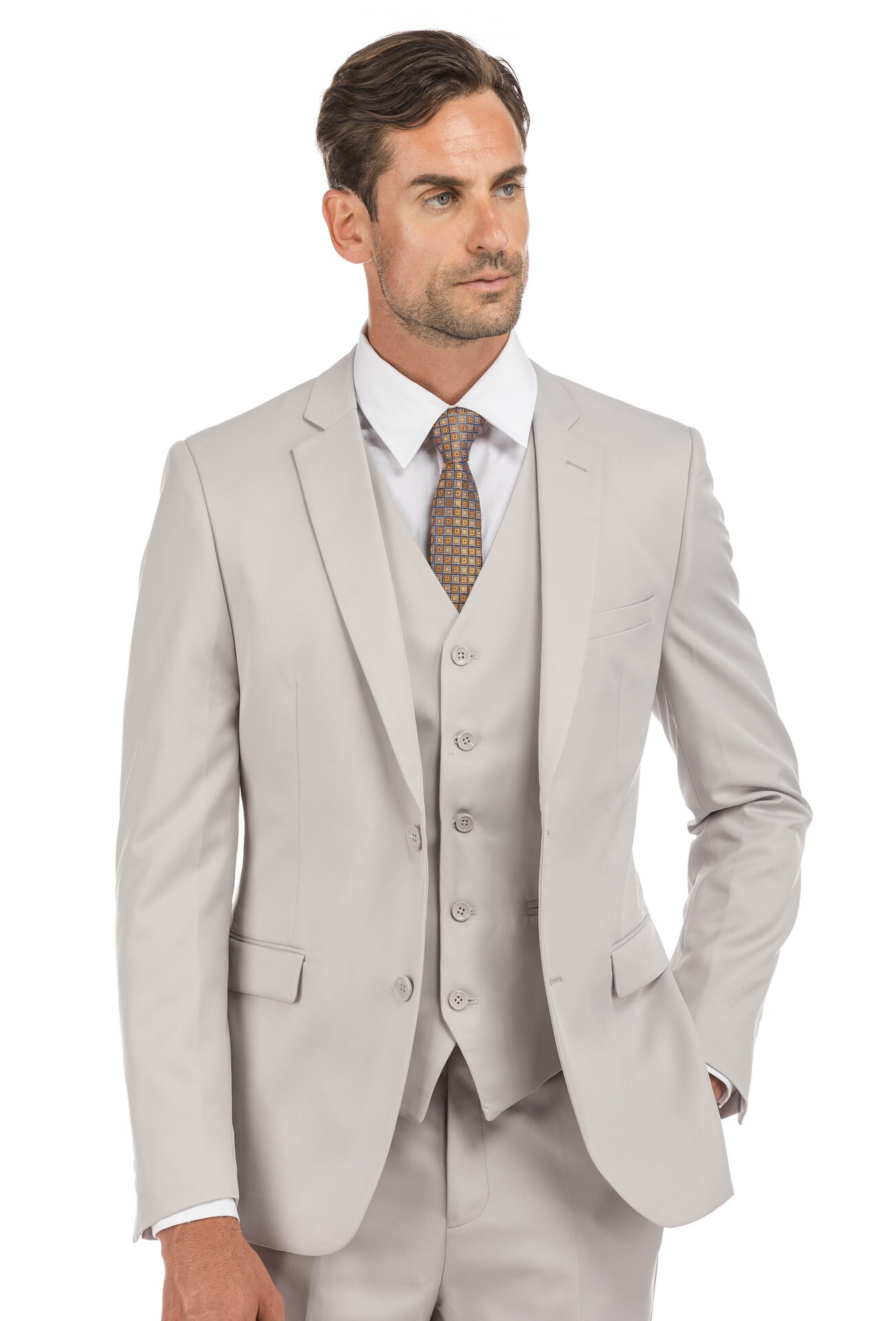 Porto Filo 2-piece & 3-piece Men's Ice Gray Slim Fit Suit - Etsy
