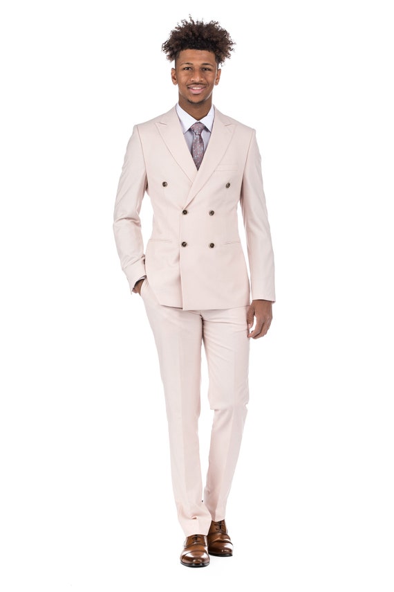 Porto Filo Mens Suit 2-piece Cloud Pink Double Breasted Mens - Etsy