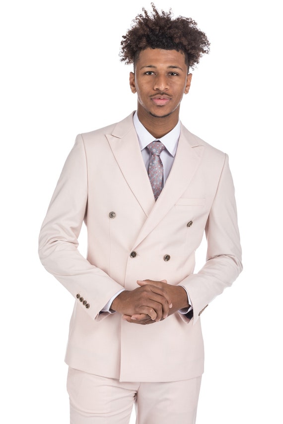 Porto Filo Mens Suit 2-piece Cloud Pink Double Breasted Mens - Etsy