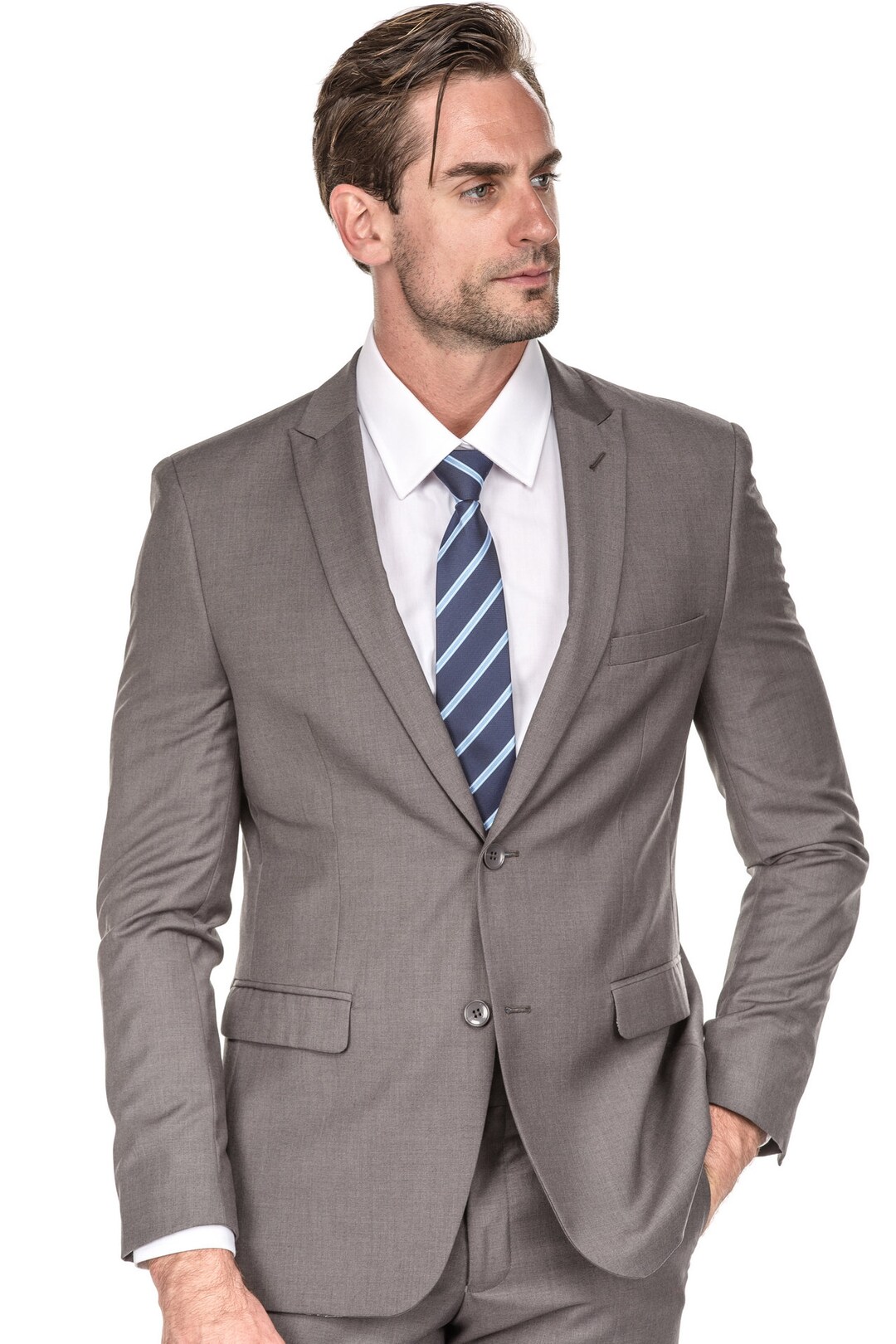 Porto Filo Men's Slim Fit 2 Pcs Set Suitash Gray Color - Etsy