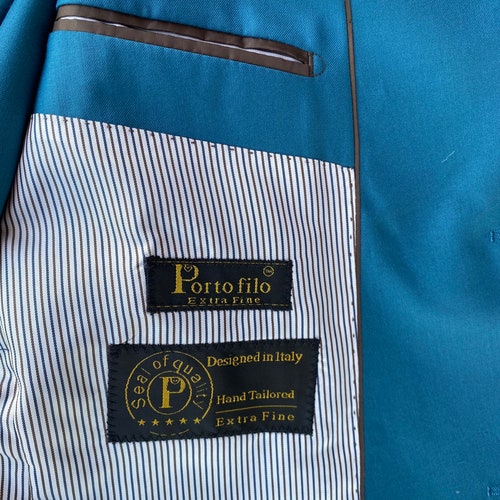 Porto Filo Men's slim fit 2 pcs set suit,summer teal, wedding, party,jacket, pant,2 button,Single Breasted Vintage Suits,summer color shops suit