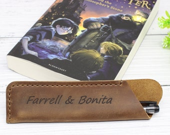 Personalized Leather Pen Case: Handmade Genuine Leather Pencil Pouch