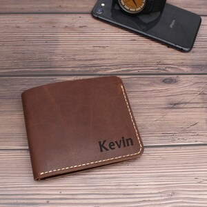Cartera para papá, cartera, cartera corta para hombre, cartera de cuero de vaca, regalo para papá, grabado personalizado, regalo para padrinos de boda, regalo para novio, regalos para él.