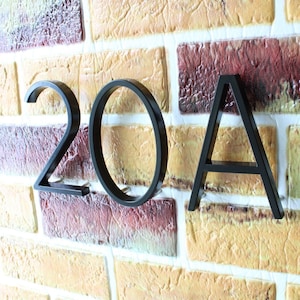 Números de casa de metal negro, números de aleación de 5/6/8 pulgadas, número de habitación de hotel, letras y dígitos mate, número de dirección flotante moderno, decoración del hogar.