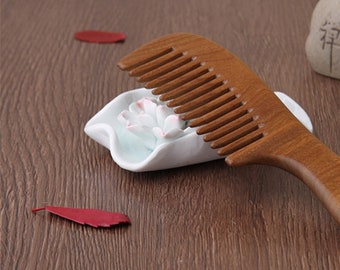Wide-Toothed Comb,Comb,Natural Green comb,Sandalwood Comb,High-Quality Wood Comb,Anti-static Hair Care,Grandpa&#39;s beard care,Bridesmaids Gift