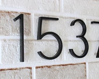 5Inch 6Inch 8Inch Black Metal House Number Sign: Modern Floating Address, Cottage Decor.