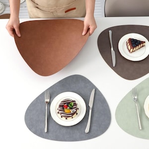 Personalized Leather Table Mat, Custom Name Placemat, Easy Clean