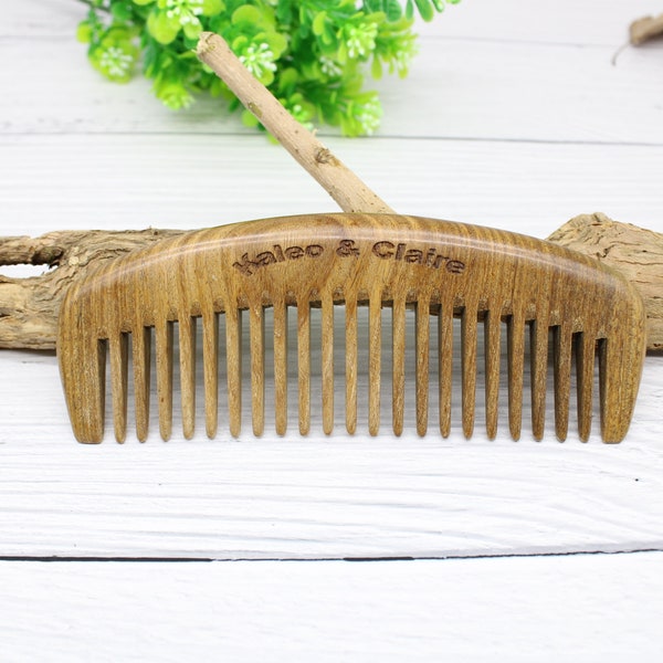 Women's comb,Wedding Hair Comb,Engraved Wood Comb,Hair care,Natural Green Sandalwood Wooden Wide Tooth Hair Combs,Mother's gift,Ladies gift.