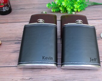 Leather Hip Flask,Flask For Man,Presonalized flasks,Flask,Engraved gifts for your groomsman,friends or family members,Gift for Father.