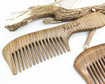 Personalised Wood Comb,Comb,Beard comb,100% Natural Green Sandalwood Wooden Wide Tooth Hair Combs,Engraved comb with name,bridesmaid Gifts.