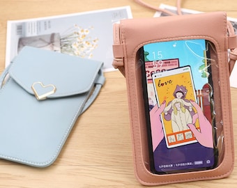 Personalized Touchscreen Phone Bag: PU Leather Crossbody Purse,Custom Name