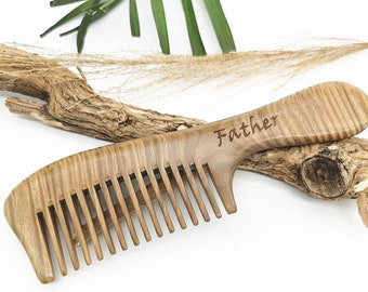 Dad's Beard comb,Comb,High-Quality Wood Comb,Natural Green Sandalwood Wide-Toothed Comb,Anti-static Hair Care,Bridesmaids Gift,Mom's Gift.