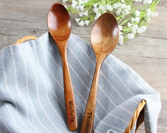 Cuchara de madera personalizada, cuchara de café grabada, regalo de inauguración de casa