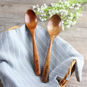 Cucchiaio di legno personalizzato, cucchiaio di legno vintage, cucchiaio di legno per bambini, cucchiaio da caffè, cucchiaio da zuppa, cucchiaio, baby shower, regalo di inaugurazione della casa