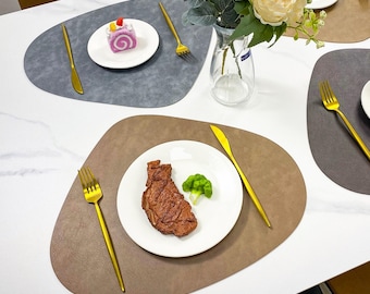Personalized Leather Placemat, Custom Table Mat, Double Sided