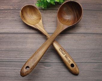 Ladle,Big Soup ladle,wooden spoon,wooden ladle,Personalised engraving Spoon,Cooking spoon,Kitchen utensil,Chef Gift,Tableware,Cooking tools.