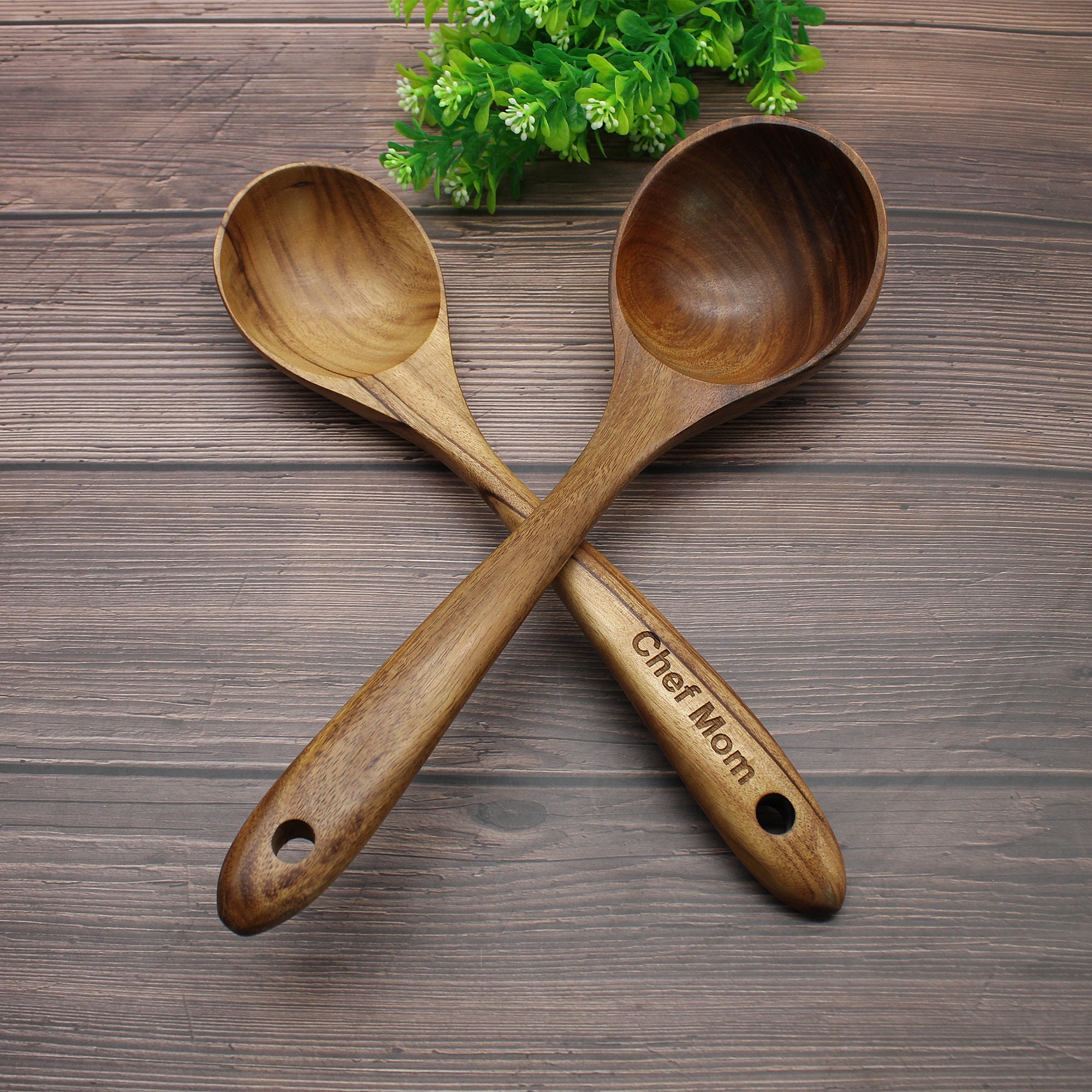 Wooden Ladle Handmade Serving Soup Tablespoon for Porridge Canisters Flour, Size: 22cmx8.5cmx5cm, Brown