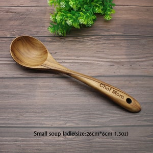 Ladle,Big Soup ladle,wooden spoon,wooden ladle,Personalised engraving Spoon,Cooking spoon,Kitchen utensil,Chef Gift,Tableware,Cooking tools. Small ladle 1.3 fl oz