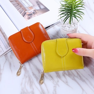 Portefeuille minimaliste, Porte-monnaie à fermeture éclair, Portefeuille pour femme, Porte-cartes personnalisé, Petit portefeuille pour femme, Portefeuille pour fille, Cadeaux pour elle, Cadeau de mariage.