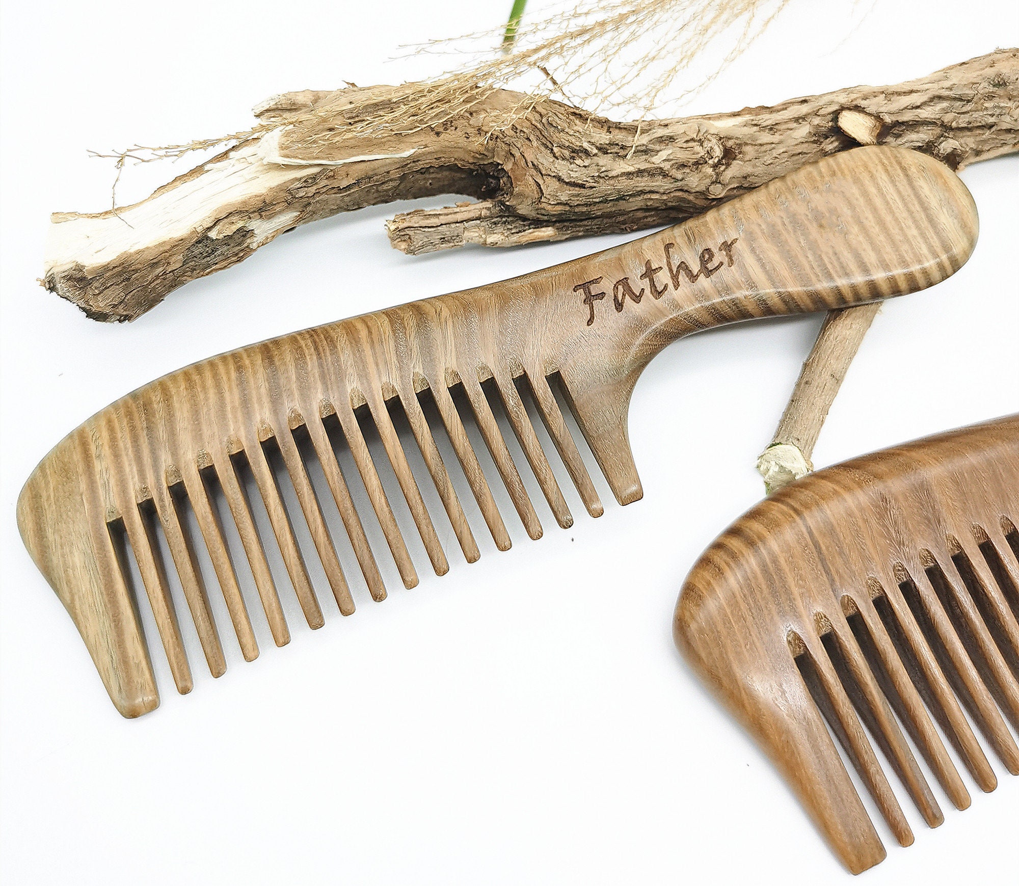 Handgefertigter Sandelholz-Kamm – Personalisierbarer Bart- & Haarkamm Aus Walnussholz (faltbar, Ca. 10,5x3,5 Cm)