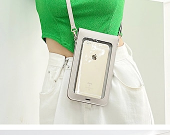 Personalized Crossbody Phone Purse: Touch Screen Wallet, Leather Card Case
