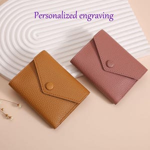 Carteira personalizada, bolsa feminina, porta-moedas com zíper, porta-cartões de couro PU, carteira para meninas, carteira de couro com etiqueta de coração, presentes personalizados.